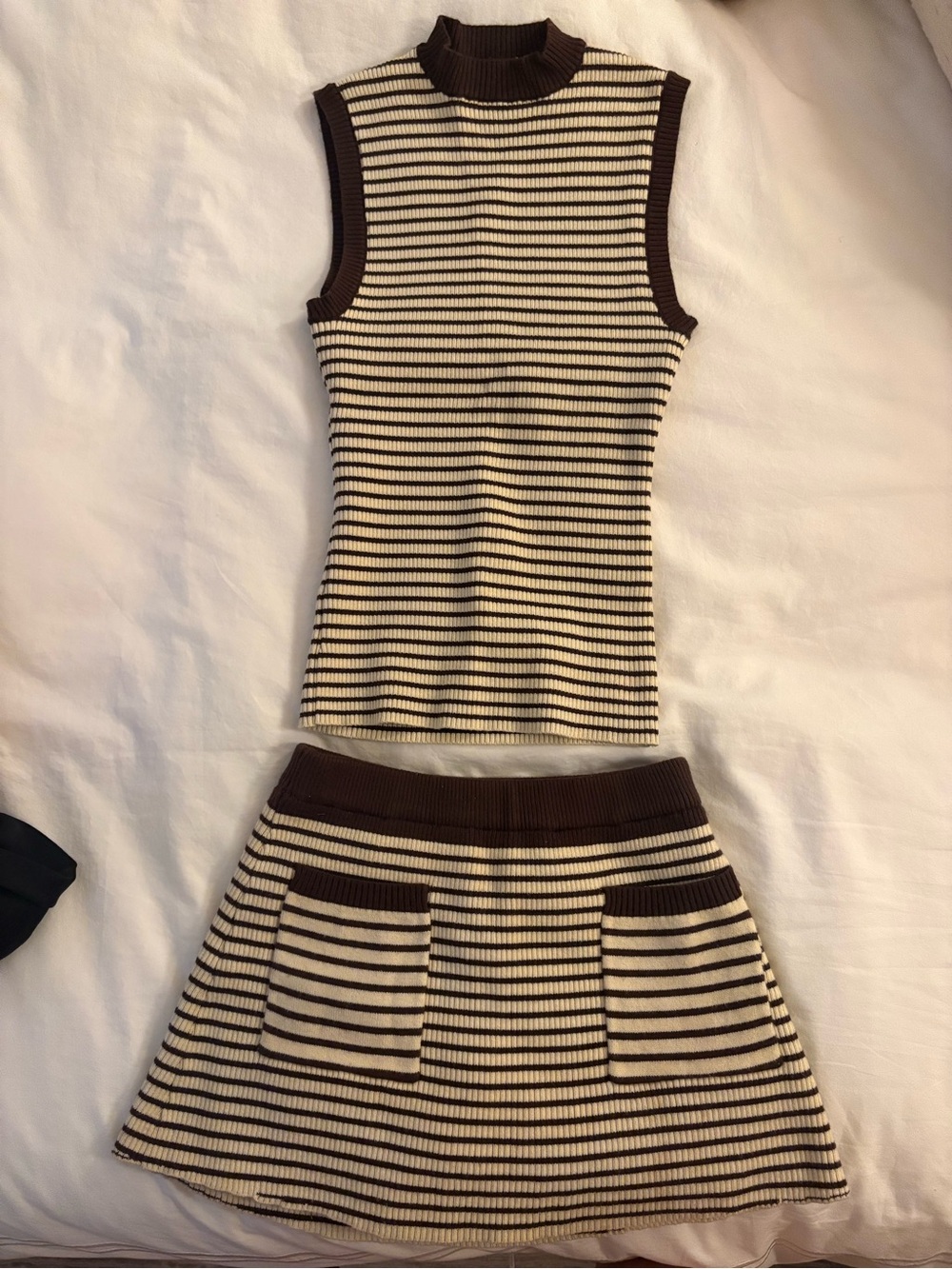 Frankie’s Bikinis Sleeveless Ribbed Stripe Top & Skirt Set